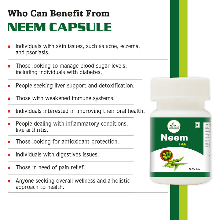 Jagdamba Herbal Neem Tablets with Premium Packaging | Natural Ayurvedic Neem Supplement for Skin Care, Detoxification and Immune Support
