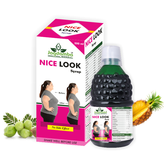 Jagdamba Herbal Nice Look Syrup | Ayurvedic Herbal Syrup for Healthy Weight Management, Fat Metabolism, Digestion, Detox and Natural Wellness