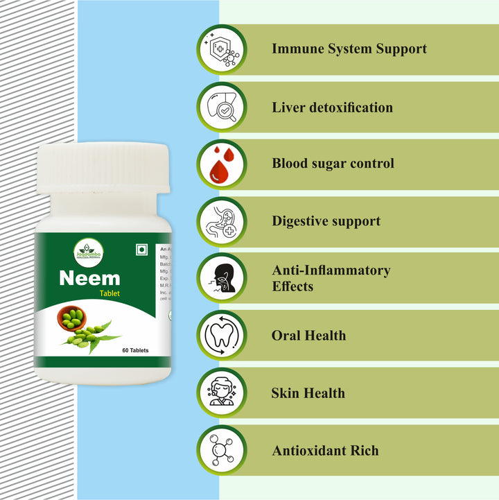 Benefits of Neem Tablets | Supports Blood Purification, Promotes Healthy Skin, Boosts Immunity, Supports Natural Detoxification and Overall Wellness