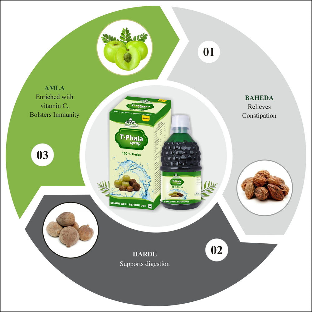 Triphala Syrup Ayurvedic Ingredients | Haritaki, Bibhitaki and Amla Herbal Formula for Digestion, Detox, Immunity and Gut Health