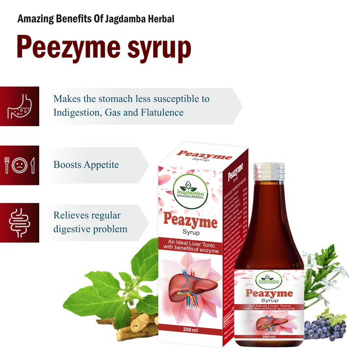 Peenzyem Syrup helps improve digestion, relieves gas, reduces bloating, supports appetite and promotes stomach comfort.