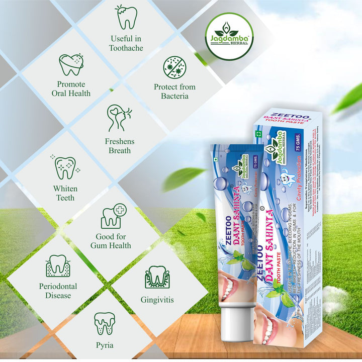 Using ZEETOO Herbal Toothpaste for cavity protection, plaque removal, gum care and fresh breath.