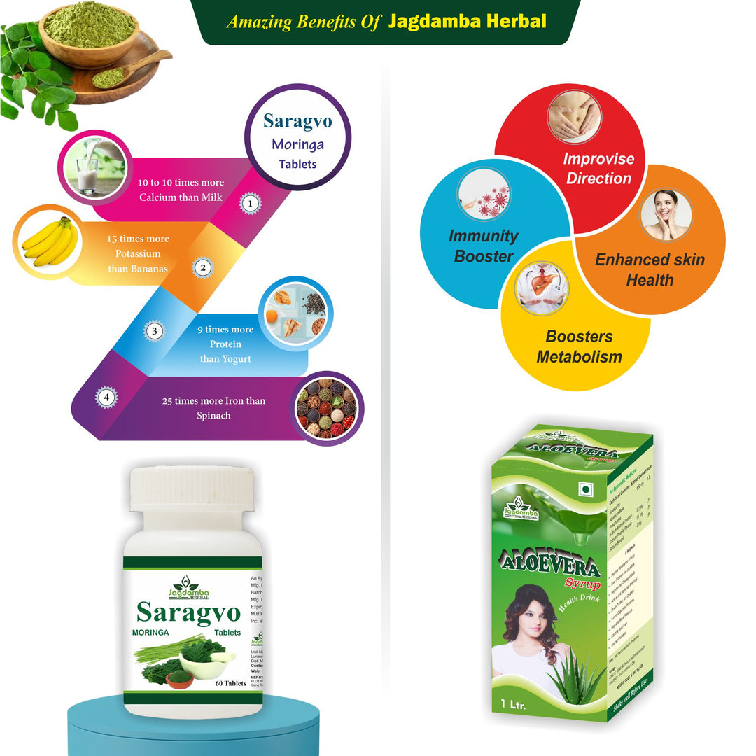 ALOEVERA SYRUP 1 LTR | MORINGO TABLTES - CARDIAC WELLNESS COMBO