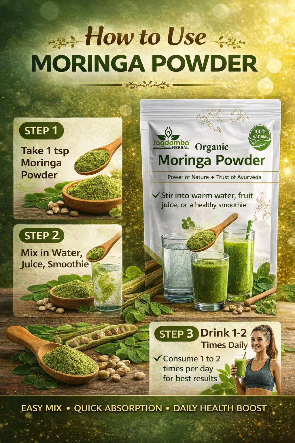 Moringa Powder mixed with warm water