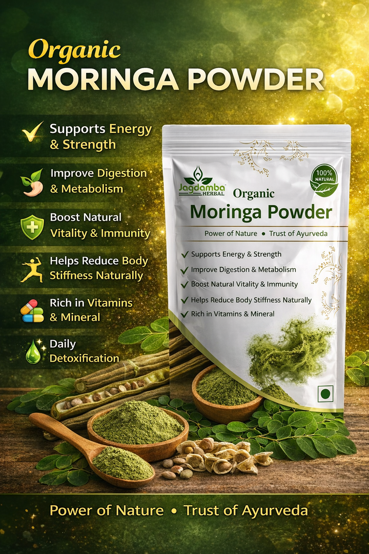 Front View of Jagdamba Herbal Moringa Leaf Powder