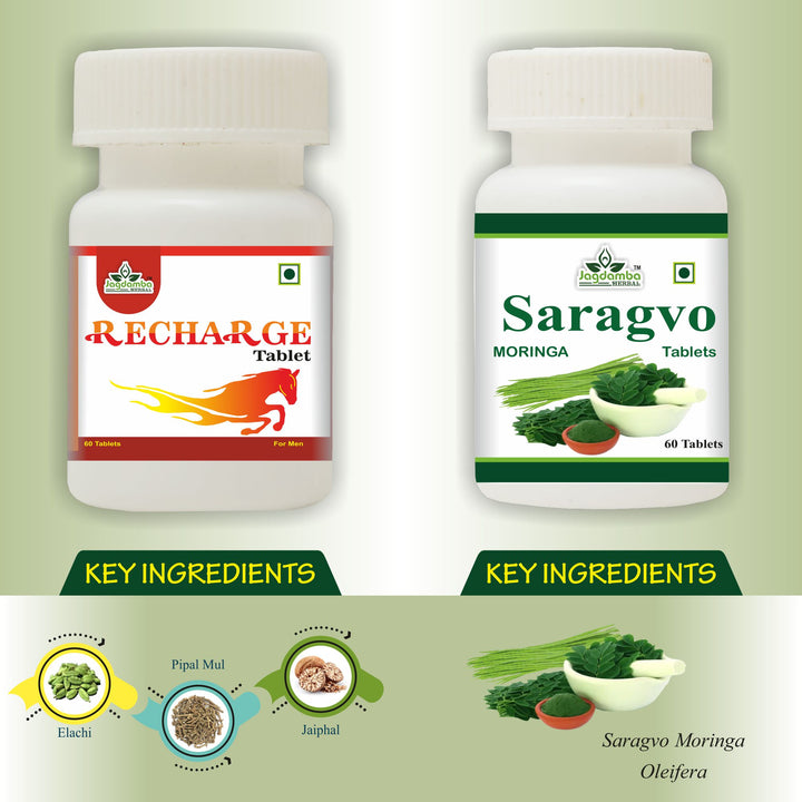 RECHARGE TABLETS | MORINGO TABLETS - MEN'S WELLNESS COMBO