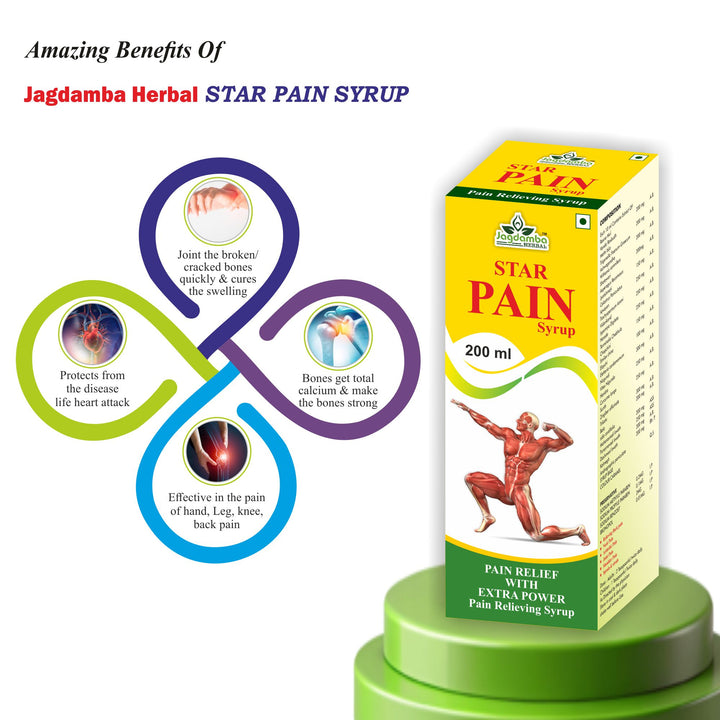 Star Pain Syrup helps relieve knee pain, back pain, neck pain, shoulder pain, arthritis, joint stiffness and muscle soreness.