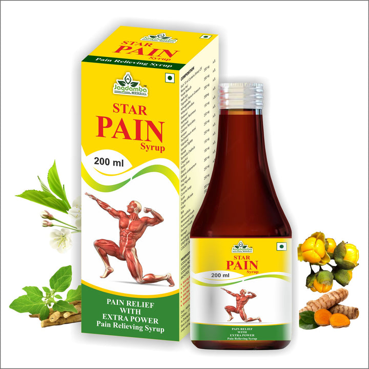 Star Pain Syrup Ayurvedic herbal syrup for joint pain, knee pain, back pain, muscle pain, arthritis support and bone health.