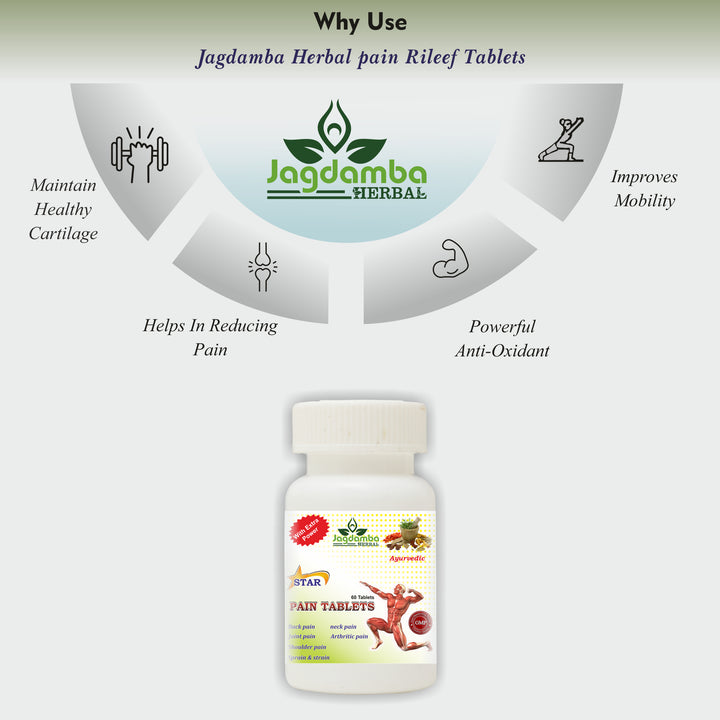 Herbal Star Pain Tablet for knee pain, shoulder pain, cervical pain, sciatica and joint mobility support