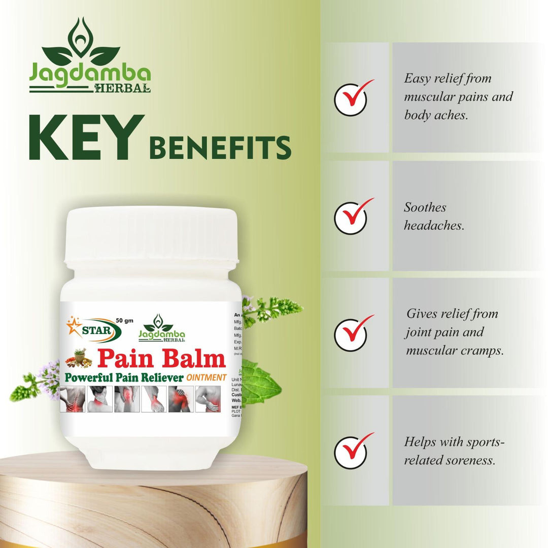 Jagdamba Herbal Star Pain Balm is an absolute cure for all types of pain.(PACK OF 2)