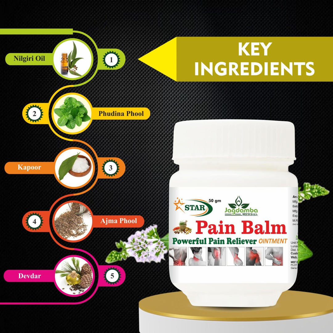 Star Pain Balm with Wintergreen Oil, Eucalyptus Oil, Menthol, Camphor, Clove Oil, Cinnamon Oil, Mustard Oil and Ajwain for natural pain relief