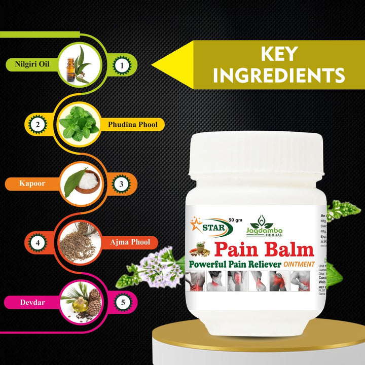 Star Pain Balm with Wintergreen Oil, Eucalyptus Oil, Menthol, Camphor, Clove Oil, Cinnamon Oil, Mustard Oil and Ajwain for natural pain relief