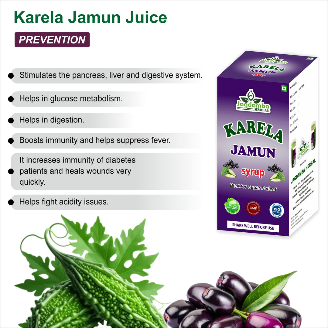 Karela Jamun Syrup premium Ayurvedic herbal syrup for blood sugar support, metabolism, digestive health and daily wellness.