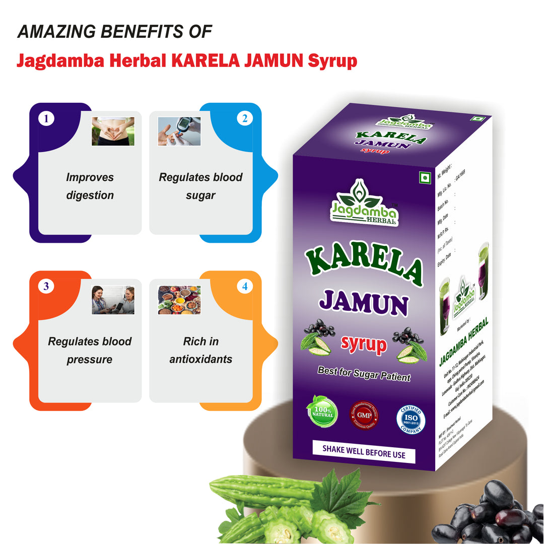 Karela Jamun Syrup supports healthy blood sugar levels, metabolism, digestion, energy and overall health.