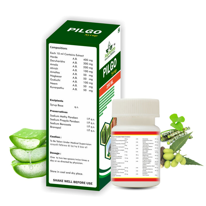 Jagadamba Herbal Pilgo Syrup and Tablets - Effective Ayurvedic Solution for Piles